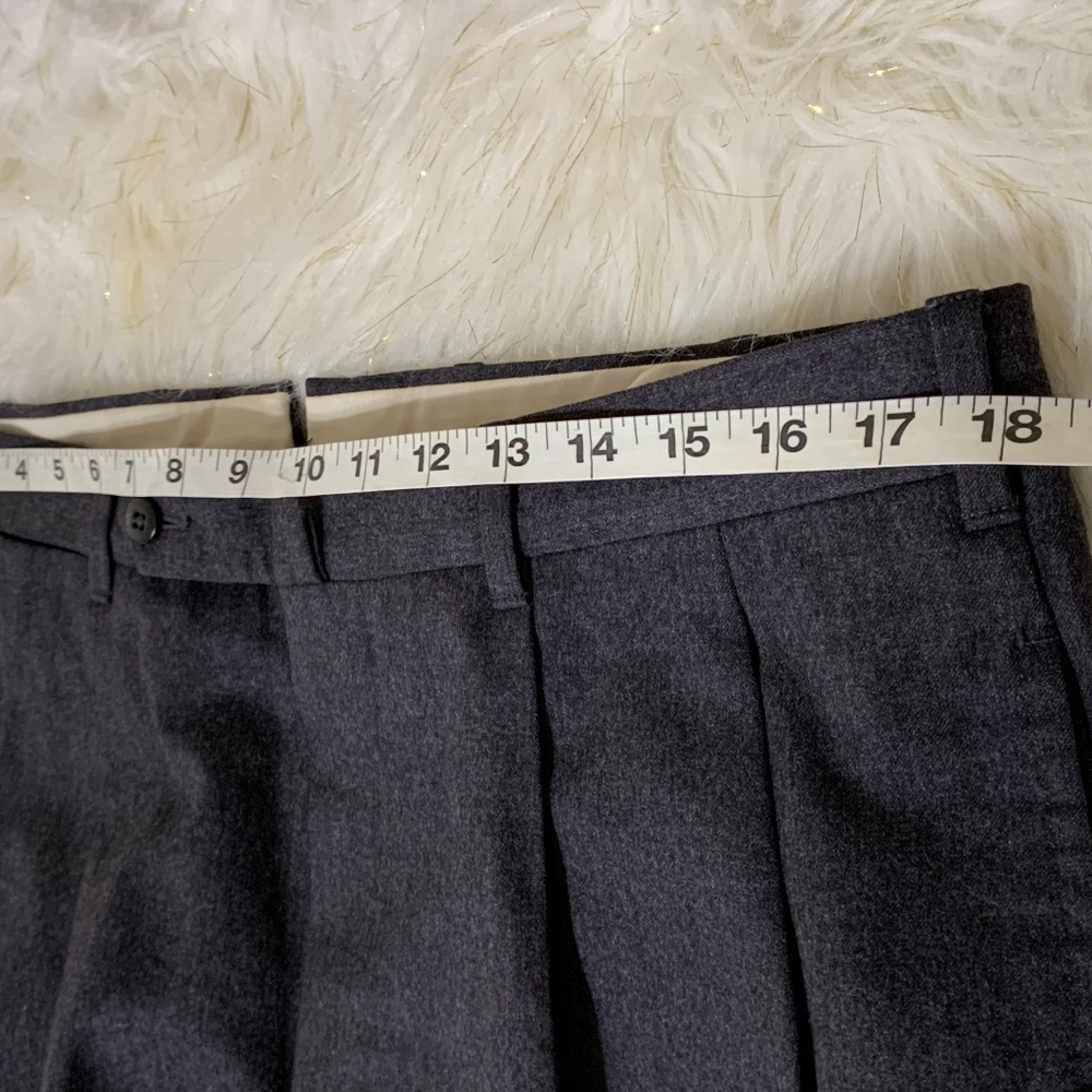 Faconnable Solid Dark Gray 100% Wool Dress Pleated - image 6